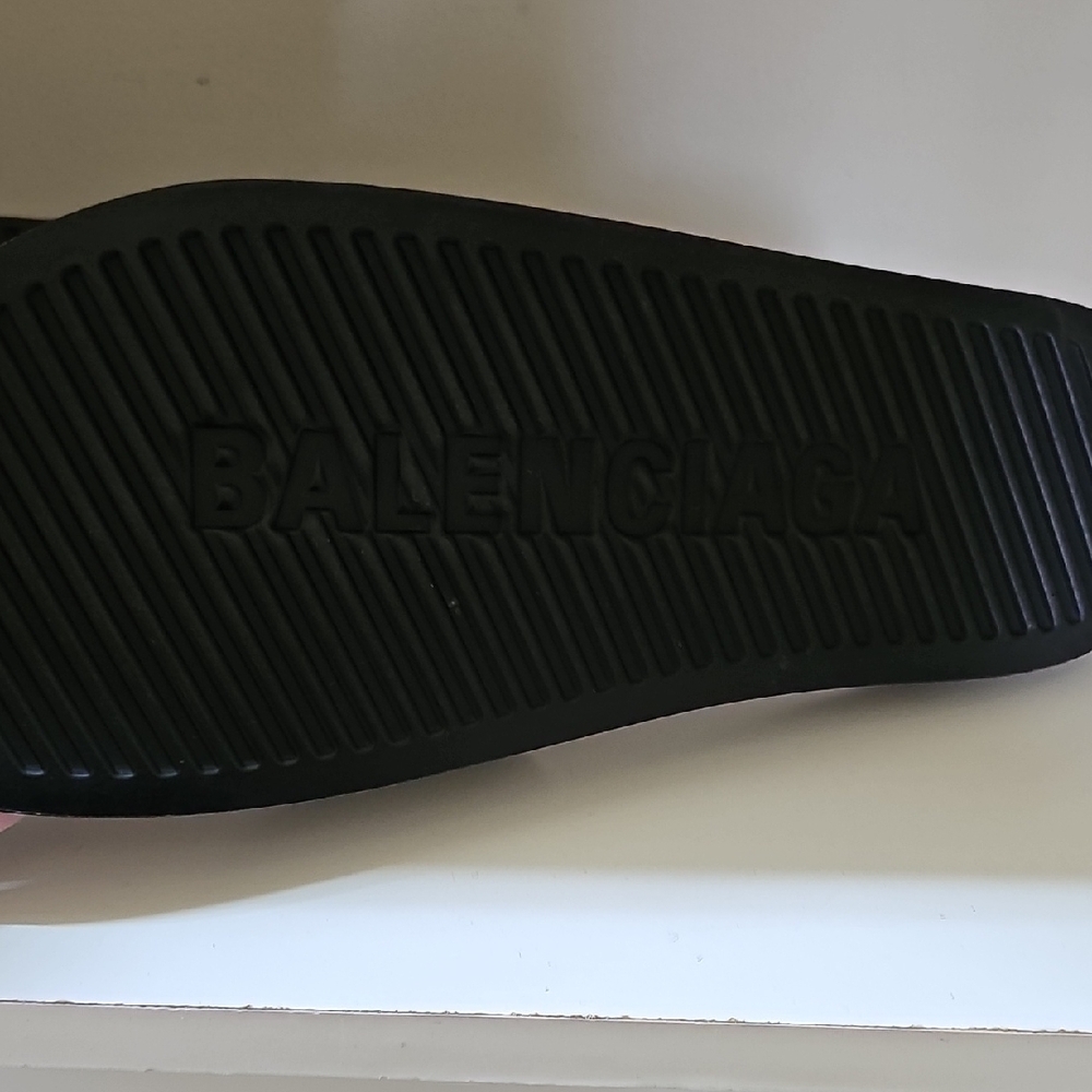 Balenciaga Black Leather Slides View 2